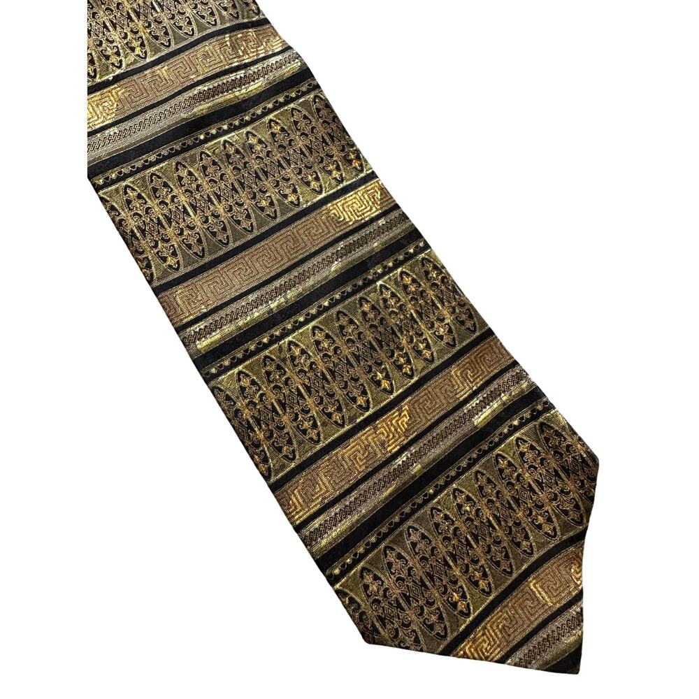 Vintage Garington Green and Gold Silk Necktie